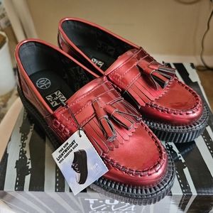 TUK Metallic Burgundy Loafers in Red